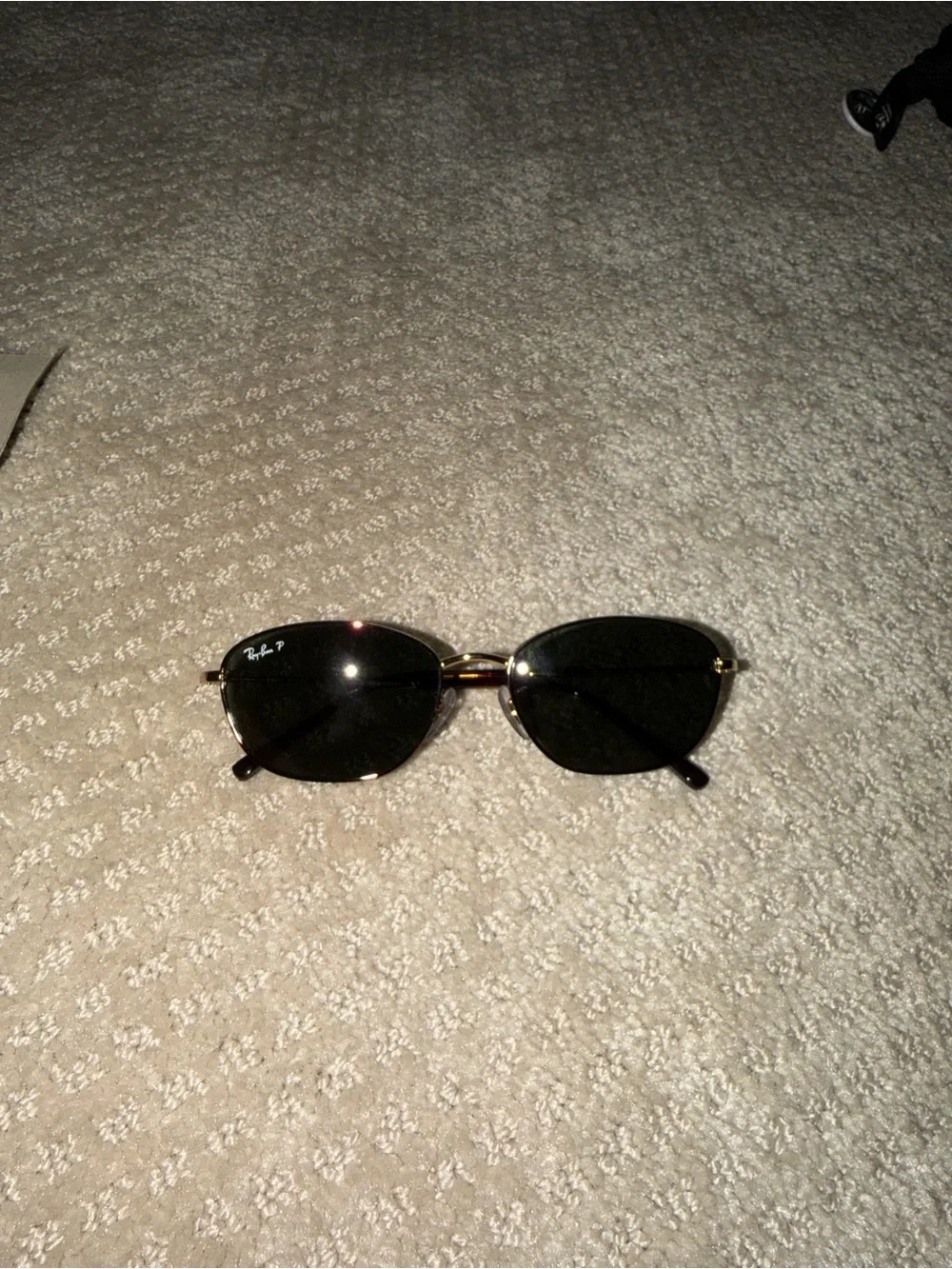 Ray-Ban Gold Frame with Tortoise Trim and Green Lenses Sunglasses